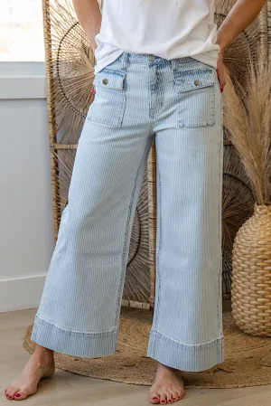 Gestreepte Wijde Pantalon Jeans