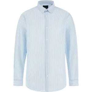 GUESS Joe Collar Notche Azure And White Casual Shirt Stri