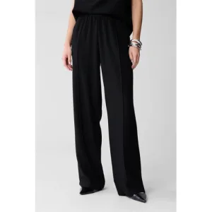 Shoeby Wide leg high waist pantalon zwart met glitter