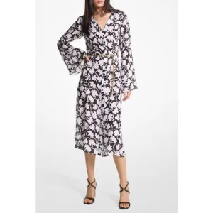 Michael Kors Pop Shdw Flr Midi Dress Black/white