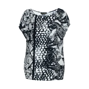 Eivormige jersey top met zwart-witte print – viscosemix