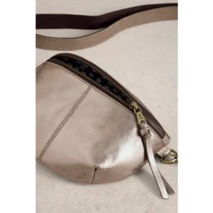 White Stuff Mini Sebby Leather Sling Bag Gold Tone Metallic