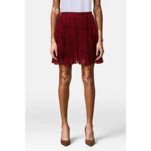 Michael Kors Sat Pleated Skirt In Red Animal Print