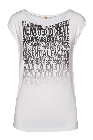 Mouwloze witte top met woordprint