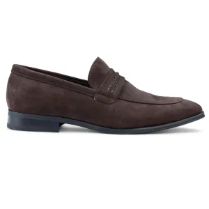 Bruine suède mocassin loafers voor heren, slimme instappers