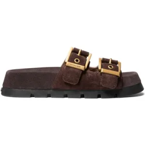 Michael Kors Colby Flat Sandal In Chocolate Brown