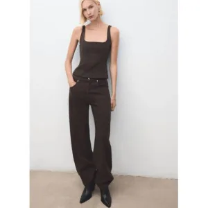 Mango leren enkellaarzen zwart