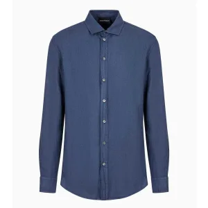 Emporio Armani Effen heren overhemd van katoen (Blauw)