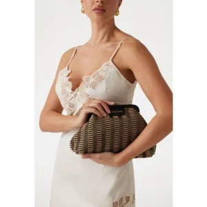 GUESS Raffia Pouch Black/natural