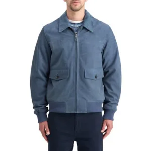 Scotch & Soda Leather Blouson Jacket Heritage Blue