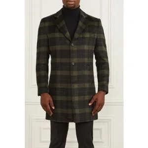 GUESS Single Breasted Chec Olive Check