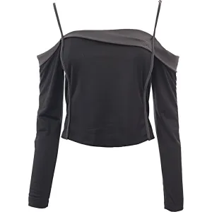 Diesel Dames Off Shoulder Langs T-shirt In Grijs