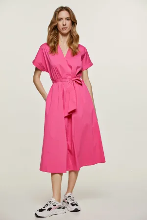 Fuchsia A-lijn Midi Jurk met Riem