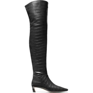 Michael Kors Cosmo Kitten Heel Thigh High Boot In Black Croc