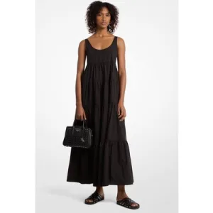 Michael Kors Scoop Neck Tier Dress In Black