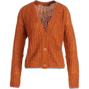 River Woods V-neck Fancy Btn Rgl Cardi Ls Orange