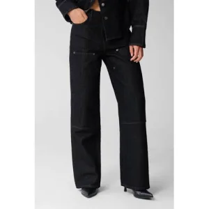 Shoeby Studio high waist straight leg jeans black denim