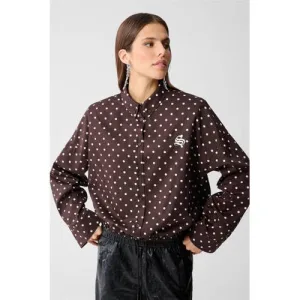 Shoeby blouse met stippen donkerbruin