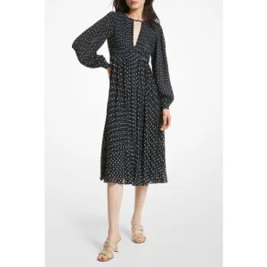 Michael Kors Astor Prnt Midi Dress Midnightblue