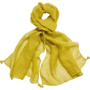 White Stuff Savannah Linen Scarf Mid Chartreuse