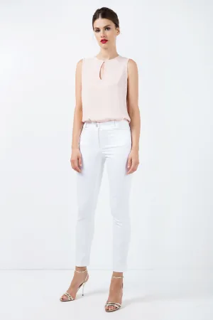 Lange Gabardine broek in wit