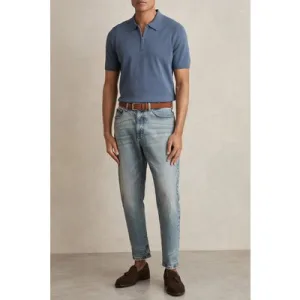 Reiss Ss Half Zip Knitted Polo Airforce Blue