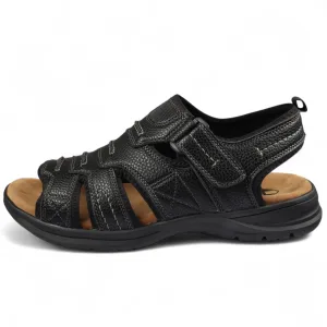 Zwarte, lichtgewicht open teen casual sandalen voor heren