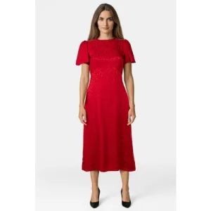 Michael Kors Midi Dress In Crimson Jaquard