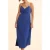 ICode Blue Pleated Strappy Long Dress Sapphire