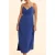 ICode Blue Pleated Strappy Long Dress Sapphire
