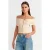 Vrouwen Off-shoulder Crop T-shirt met Rits
