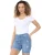 Enzo | Dames Ripped Denim Shorts – Lichtblauw