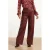 Smashed Lemon imitatieleren wide leg regular waist broek donkerrood