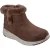 Skechers On-the-GO Stellar – Cozy Step Leer Dames Chocolade Winter Enkellaarsjes