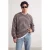 TRENDYOL MAN Heren Bruin Gestreept Lang Oversized Sweatshirts