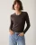 Summum Basic Tee Soft Lurex Jersey 3s5170-30644 T-shirt Lange Mouw 754 Dark Chocolate