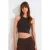 Geribbelde katoenen sweater zonder mouwen Crop Top