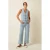 King Louie Beatriz Pants Corner Stripe high waist gestreepte cropped jeans lichtblauw