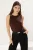 TRENDYOLMİLLA Dames Bruin Effen Mouwloos Getailleerd Blouses