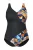 Ulla Popken Badpak  navy / oranje / zwart / wit