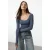 TRENDYOLMİLLA Dames Donkerblauw Effen Lang Getailleerd Blouses