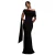 Asymmetrische lange bodycon jurk Bardot met ceintuur vrouw Goddiva