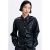 FRNCH imitatieleren blouse met ceintuur – zwart