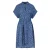 Blauwe jurk met bloemenprint en zijsplitten