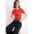 TRENDYOLMİLLA Dames Rood Effen Kort Getailleerd Blouses