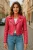 Dames fuchsia roze cropped Brando leren bikerjack – Durban