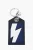 Sleutelhanger met getextureerde leren hanger en bliksemschichtdetail in blauw, zwart