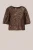 WE Fashion – Dames jersey ballon top met pailletten – Regular fit – Bruin –
