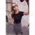 TRENDYOLMİLLA Dames Zwart Effen Lang Getailleerd T-shirts