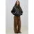 Mango wide leg high waist pantalon met krijtstreep bruin